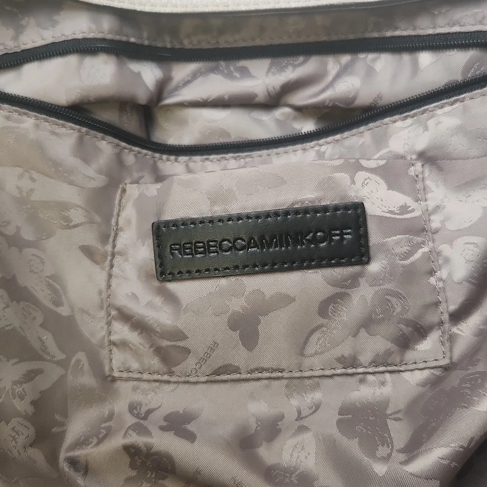 Rebecca Minkoff Gray‎ Leather Hobo Bag Fringe Detail Adjustable Strap